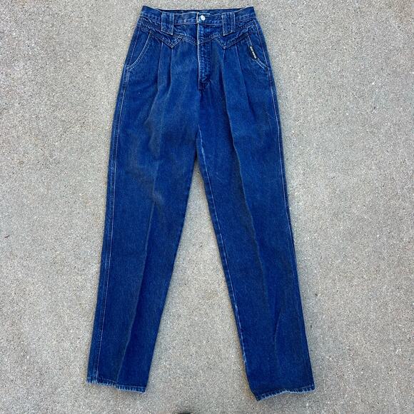 Vintage Rockies High Rise Pleated Taper Ankle V Yoke Cowgirl Western Jeans 28x36 - Picture 4 of 8